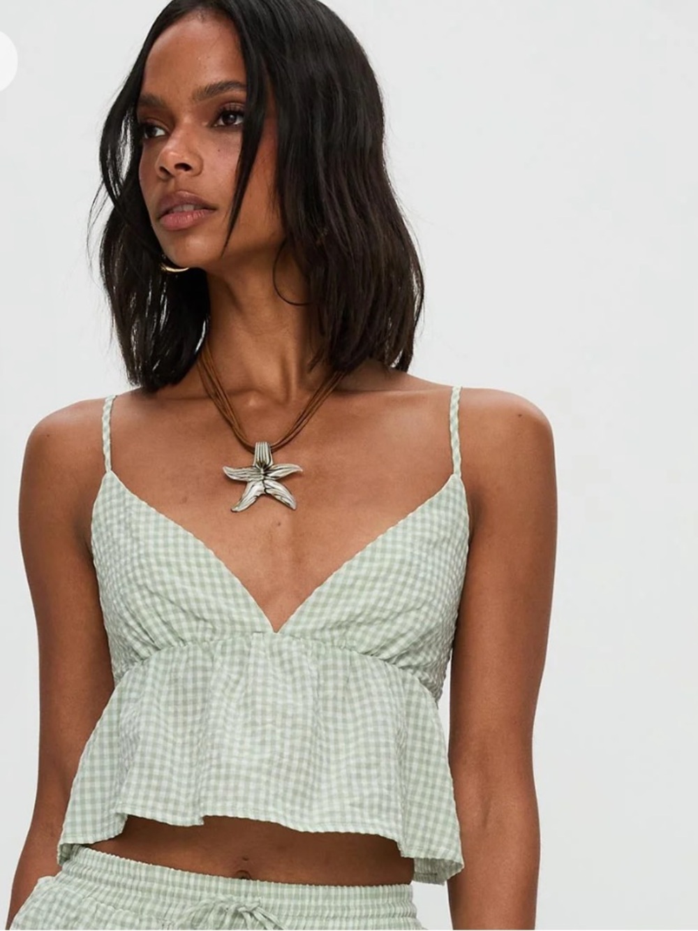Princess Polly green gingham cropped tank size 10
